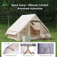 Tente gonflable portable 6,3 m² quatre saisons, imperméable, en tissu Oxford, avec deux portes en U, lanterneau et ouverture pour poêle, idéale pour le camping familial