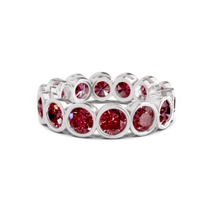 Bague Éternité Ronde Bezel Cherry Cognac en Or Massif 14K avec Diamants de Laboratoire 1.00 Ct Tw Couleur Cherry Cognac Pureté VS 20 Diamants - Product Image 1
