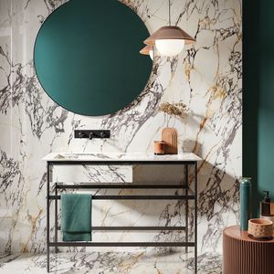 Dalles de marbre Corchia Gold Elite 120x280. Porcelaine brillante 3D rectifiée effet miroir 6 mm pour les murs de projets hôteliers 5 étoiles. - Product Image 1