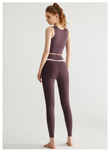 New Fashion Breathable Seamless High Waist Yoga Long <b>Leggings</b> Solid <b>Pattern</b> Two Piece Yoga Set <b>Women</b> High Elasticity Quick Dry - Product Image 3