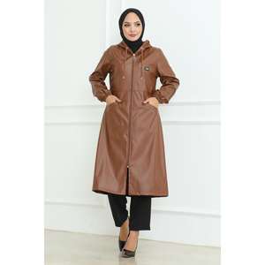 เสื้อโค้ทและเสื้อคลุมกันฝน Tan 19213 รุ่น Modest พร้อมรายละเอียดหนัง ดีไซน์หรูหรา - Product Image 3