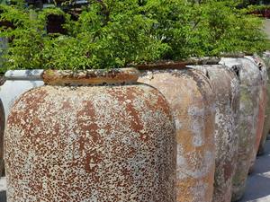 [Ecova Decor] the GIANT <b>BUBBLE</b> GLAZED URNS - BLACK on WHITE ATLANTIS CERAMIC <b>VASES</b> - TALL GARDEN RUSTIC CLAY FLOWER PLANTER - Product Image 5