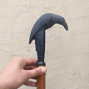 Bastón de Senderismo Triple de Madera de Palisandro con Mango de Serpiente |   Bastón Plegable Marrón |   Bastón de Viaje Artesanal de 36 Pulgadas con Punta de Goma - Product Image 1