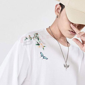 เสื้อยืดผ้าฝ้ายพรีเมียมสำหรับผู้ชายเสื้อยืดปักลายแขนสั้นคุณภาพสูงสำหรับผู้ชาย - Product Image 2