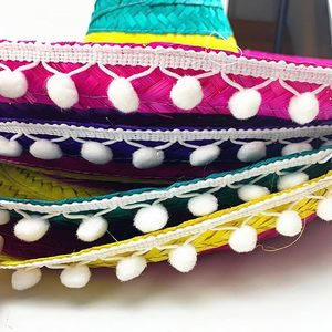 Sombrero de paja hecho a mano promocional de fábrica de Vietnam sombreros carnaval eventos fiesta suministros bambú trenzado sombrero mexicano Arco Iris borde - Product Image 2