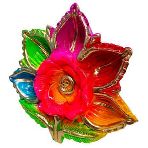 ถาด Diwali Diya สำหรับตกแต่งทำจากดินเผาขนาด19x19x3ซม. - Product Image 3