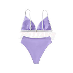 <b>High</b> Quality <b>High</b>-<b>Waisted</b> Two-Piece <b>Bikini</b> Set Custom Logo Color Private Label Print Women's Bra Style Latest Wholesale Design - Product Image 4