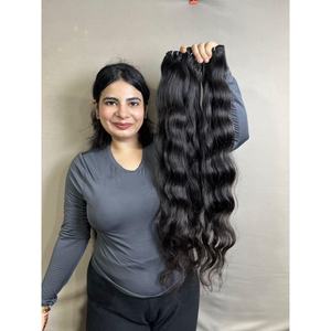 Extensions de cheveux vierges indiennes ondulées Remy, 8 à 36 pouces, pour couture et fabrication de perruques, tissages d'un seul donneur, extensions pré-collées - Product Image 1
