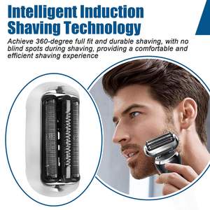 Paquete de 3 cabezales de afeitado de repuesto de doble cuchilla compatibles con la afeitadora eléctrica para hombre, color plateado, para uso facial - Product Image 6