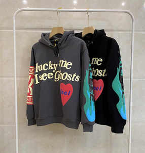 Sudaderas con Capucha con Diseño Personalizado, Letras de Kanye, Estilo Lucky Me I, Cómodas, Estilo Hip Hop, Tejido Grueso - Product Image 1
