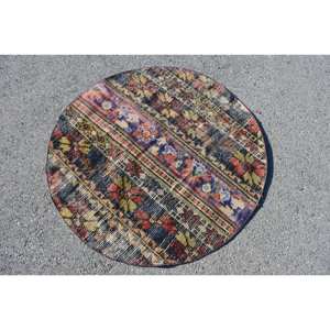 Alfombra turca vintage clásica ecológica de pelo medio, 3,8x3,8 pies, lana, rojo, amarillo, diseño de retazos, área grande, comedor ovalado - Product Image 2