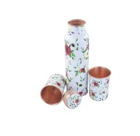 Ensemble de bouteilles d'eau en cuivre à motif floral, écologiques, résistantes à l'eau bouillante, unisexe, pour mariage, gym, usage extérieur, haute qualité, marque AW