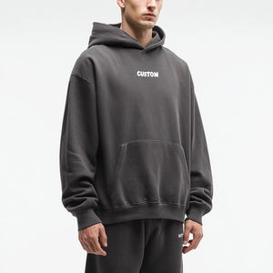 Nouveaux hommes élégants automne poids lourd surdimensionné tricoté pour 100% coton grande taille Logo personnalisé sweats à capuche - Product Image 5