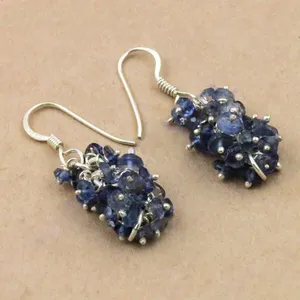 Boucles d'oreilles vintage en forme de fleur, saphir bleu, goutte d'eau, pour femmes, plaqué argent 925, bijoux tendance, cadeau - Product Image 1