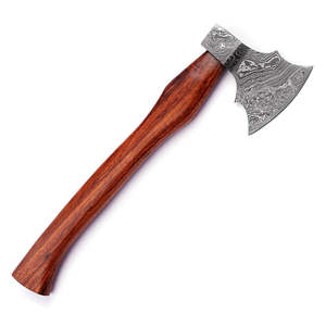 Hacha de acero de Damasco forjada a mano, mango de madera, hachas de acero de Damasco para caza y acampada - Product Image 1