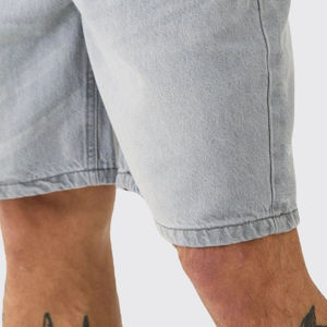 Customized Logo High Quality Breathable 5 Inches Mid Streetwear Denim <b>Shorts</b> for Plus Size <b>Men</b> Summer Straight Knitted - Product Image 1