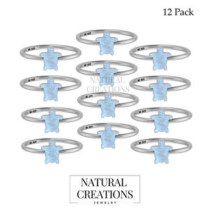 925แหวนวางซ้อนกันได้ชุบเงินตั้งฝาเพทายทรงเต่าแผ่นธรรมชาติแฟนซีงานแต่งงานอินเทรนด์ - Product Image 2