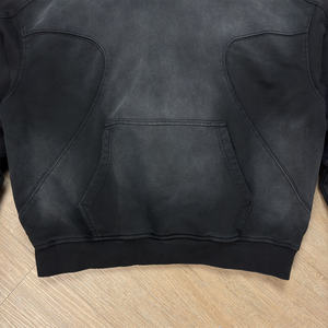 Sweat à capuche délavé en molleton français Sportish Impex personnalisé noir 450 / 500 GSM pour hommes |   Sweat à capuche oversize, coupe carrée, délavé à l'acide, effet soleil - Product Image 3