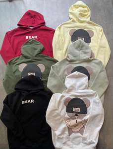 Otoño hombres 100% algodón Unisex Sudadera con capucha cálido peso pesado pulóver sudadera logotipo personalizado Terry Color sólido prendas de vestir exteriores - Product Image 4