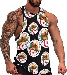 Escudo DE ARMAS DE Argelia Camiseta sin mangas muscular para hombre Transpirable Casual Sin mangas Entrenamiento Gimnasio Fitness Chaleco - Product Image 1