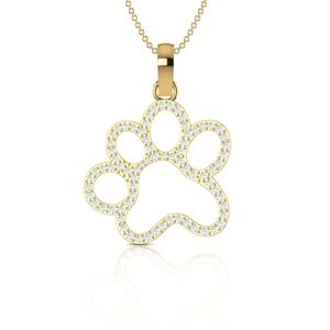 Collar con Colgante de Diseño de Pata de Diamante Cultivado en Laboratorio con Certificación IGI, Estilo Lujoso, Oro Sólido de 14k, para Mujer, a Bajo Precio - Product Image 1