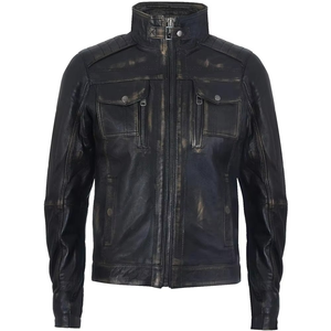 Hot Sale Men's Autumn <b>Leather</b> <b>Jacket</b> Slim Fit Stand Collar Biker PU <b>Leather</b> <b>Jacket</b> Custom <b>Vintage</b> <b>Leather</b> <b>Jacket</b> for Men - Product Image 2