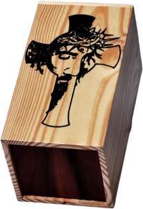 Urna de Madera de Pino Hecha a Mano para Cenizas Humanas-Cruz Cetlic y Cara de Jesús Caja de Madera Urna de Cremación para Cenizas Caja Grande de Madera - Product Image 5
