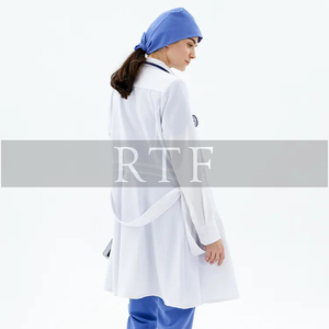 Bata de laboratorio de algodón blanco para mujer de etiqueta privada para médicos y enfermeras, uniformes de hospital, uniformes finos crudos, diseños personalizados - Product Image 4