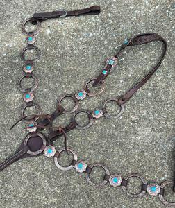 Juego de tachuelas de cuero occidental con Riendas de cuello de pecho para entrenamiento de carreras y Rodeo - Product Image 2