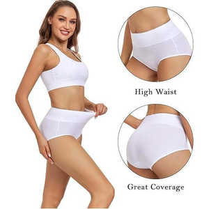Paquete de 4 Bragas de Algodón para Mujer, Corte Clásico, Cobertura Total, Tallas Regulares y Grandes, Antibacterianas, Transpirables, Excelente - Product Image 3