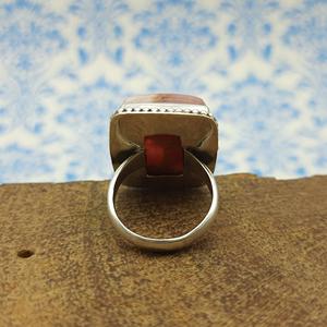 925พลอยโรโดโครไซต์ทรงสี่เหลี่ยมผืนผ้าแหวนเงินสเตอริงแข็งพร้อมเนบาลีทำงาน - Product Image 2