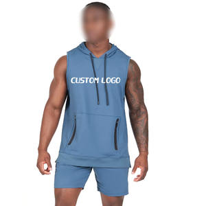 Ensemble de survêtement sans manches pour homme avec logo personnalisé, sweat-shirts de bonne qualité, vente chaude, sweat-shirts en coton pour homme avec shorts - Product Image 5