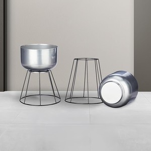 Jardinière ronde en métal argenté de haute qualité pour la décoration de la maison et du jardin jardinière de Pot de fleur avec support à bas prix - Product Image 3