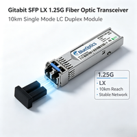 Transceiver Serat Optik Gigabit SFP LX 1.25G 10km Single Mode LC Duplex Modul untuk Jaringan Stabil