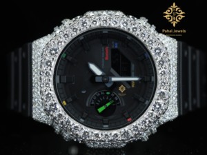 Reloj Deportivo Digital Unisex Personalizado con Bisel con Incrustaciones de Moissanita, Correa de Goma de Alta Calidad y Función de Cronómetro - Product Image 3