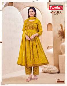 Collection prête à l'emploi de rayonne broderie travail Kurti bas Dupatta indien pakistanais vêtements pour tenue décontractée fêtes vente en gros - Product Image 4