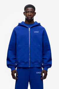 OEM Unisex <b>Royal</b> <b>Blue</b> Printed Zip Hoodie Joggers Set 100% Cotton High Fashion Breathable Streetwear Gym Wear Custom Logo - Product Image 4