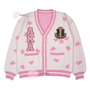 เสื้อสเวตเตอร์กำมะหยี่คอลูกเรือสำหรับทุกเพศเสื้อสเวตเตอร์ปีหรูหราพร้อมกระดุมตกแต่งโลโก้ด้านหน้าและด้านหลัง - Product Image 3