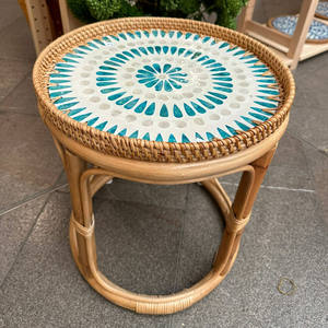 Mesa de mimbre de lujo al mejor precio para el centro del hogar, mesas circulares con incrustaciones de nácar de alta calidad - Product Image 3