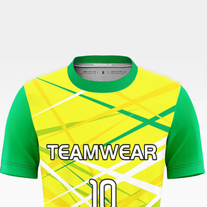 Totalmente personalizado 100% poliéster hecho por sublimación impreso manga corta amarillo y verde Francia camisetas de fútbol y camiseta de fútbol - Product Image 4