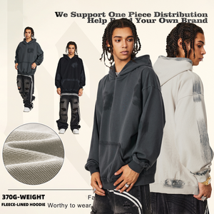 Sudaderas con capucha personalizadas de lavado ácido de punto pesado para hombre, cuello con capucha de aspecto vintage de gran tamaño para el servicio OEM de invierno disponible - Product Image 2