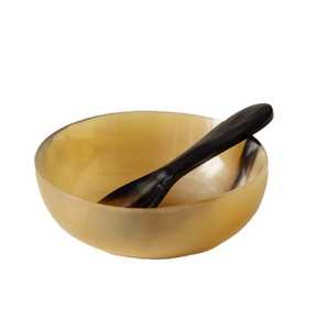 Bol de service en corne naturelle fait à la main avec cuillère assortie pour la présentation des aliments ethniques au prix de gros par CRAFT ZONE EXPORT - Product Image 4