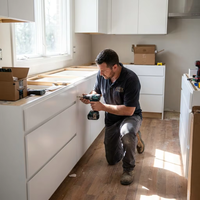 Meubles de cuisine modulaires sur mesure en bois massif mélaminé, étanches, écologiques, avec armoires de rangement et unités de base