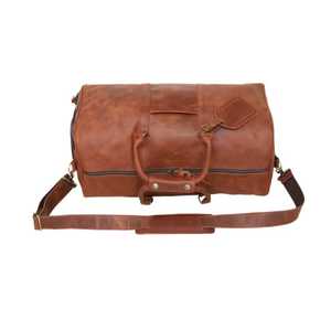 Bolsa de lona de cuero genuino de gran capacidad para hombre, bolsas de viaje impermeables Vintage a la moda con cierre de cremallera - Product Image 1
