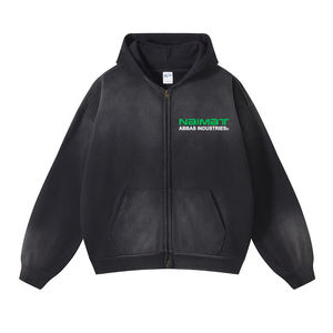 Sudadera con Capucha y Cremallera para Hombre, de Algodón/Poliéster, Personalizada, Holgada, con Doble Cremallera, de Forro Polar Grueso de 320g, Estilo Urbano - Product Image 1