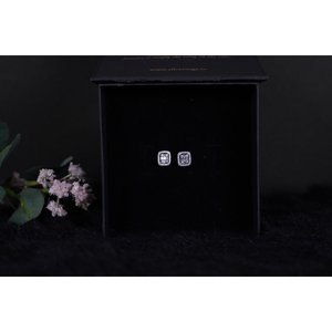 Boucles d'oreilles SILVERINGS 925 STERLING OILIVIA en or rose, design géométrique à clous, pierres de zircon taille émeraude et taille princesse, sertissage clos - Product Image 1