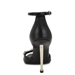 Nueva llegada de tacones altos puntiagudos punta redonda negro Stiletto zapatos verano hueco malla superior moda tobillo Correa Sandalias de tacón Mujer - Product Image 3