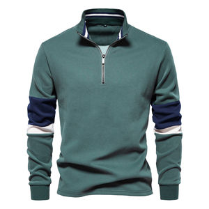 Sudadera con cuello de manga larga con logotipo personalizado, sudaderas con capucha informales de alta calidad de color contrastante de talla europea para hombre - Product Image 3