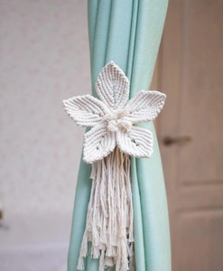 Porte-rideau élégant fait à la main embrasse tissé macramé corde accent décoratif pour salon chambre ou rideaux de fenêtre - Product Image 4