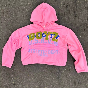 Votre propre Logo Design femmes hiver col montant imprimé Crop Hoodies tenue décontracté haute qualité matériel fait pull mode - Product Image 2